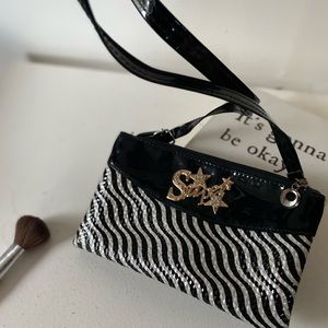 stripe PU leather sling mini purse bag women wallet